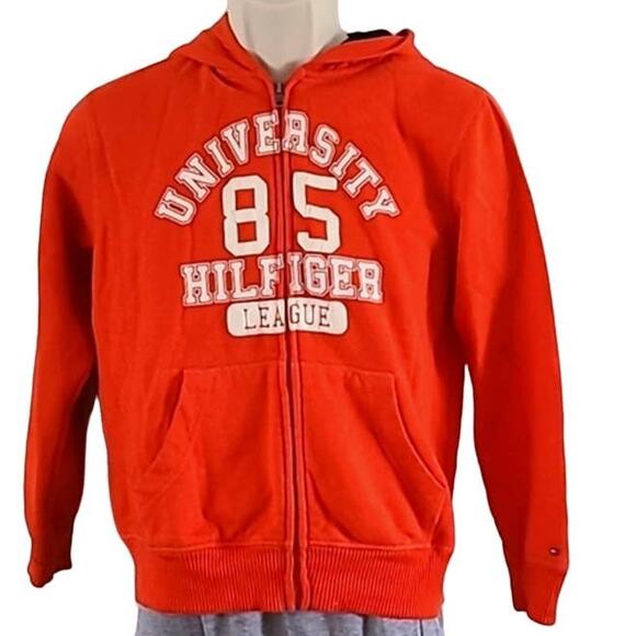 Tommy Hilfiger Boys Full-Zip Hoodie Sweatshirt - Size M (12/14) Orange - Picture 2 of 6